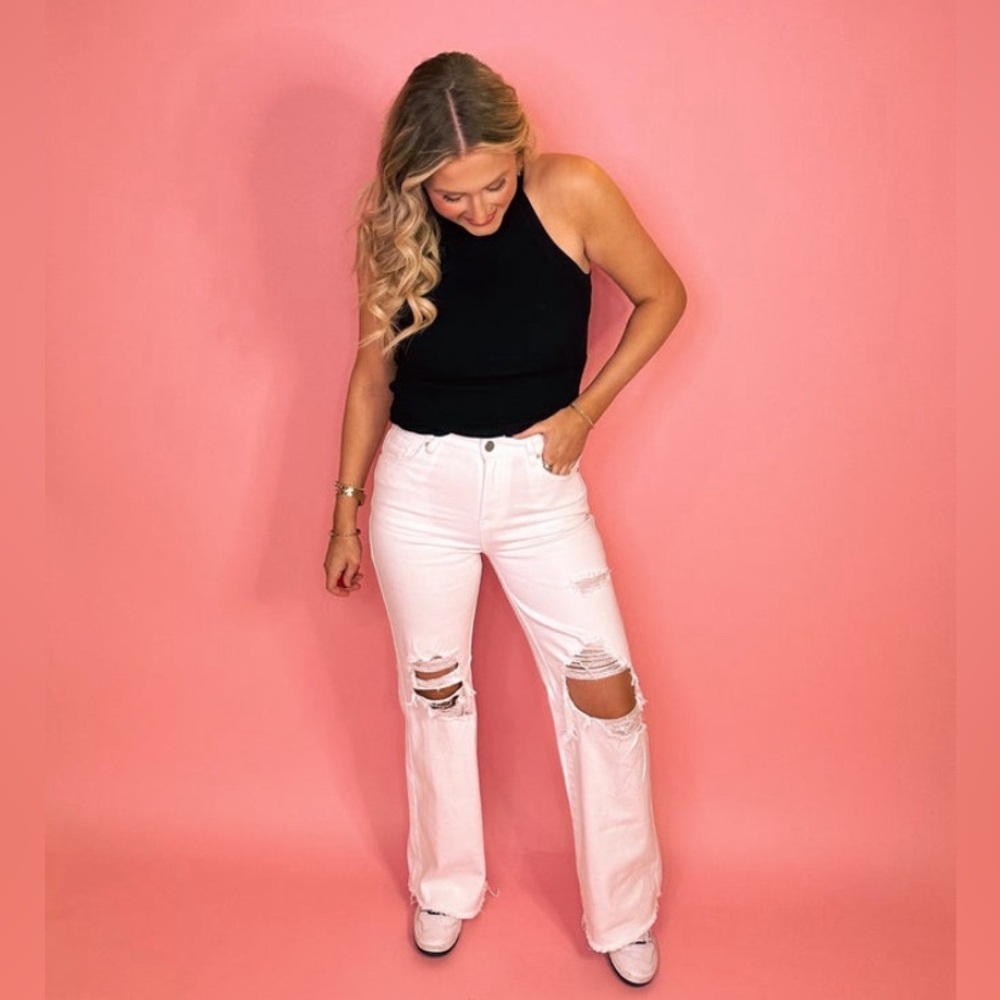 PLUS Risen Revisiting The 90s Wide Leg Dad Jeans - White Size 1X (16-18) NWT